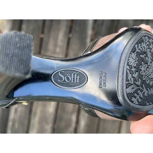 Sofft Gazelle Peep Toe Pumps Womens 6M Suede Brown Ankle T Strap 3” Heeled Shoes - Picture 8 of 10